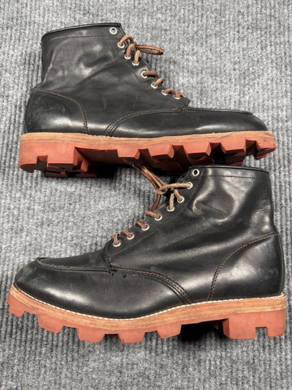 J.D. Fisk Combat Boots Men's 11 Black Leather Red Sole Combol